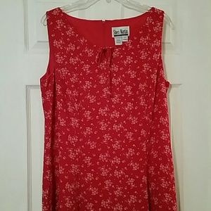 Sheri Martin NY red maxi dress w/wh flowers sz 18